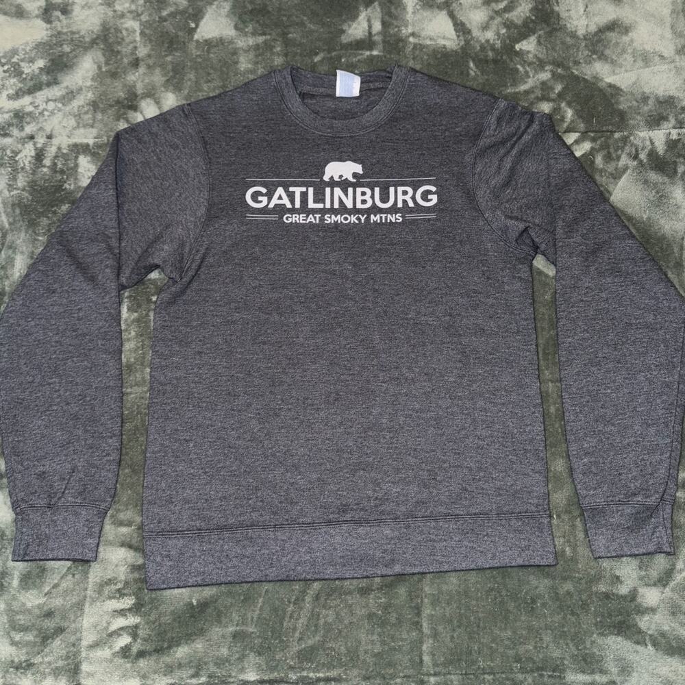 Port & Company Sweatshirt Men Small Gray Cotton Gatlinburg Great Smoky Mountains